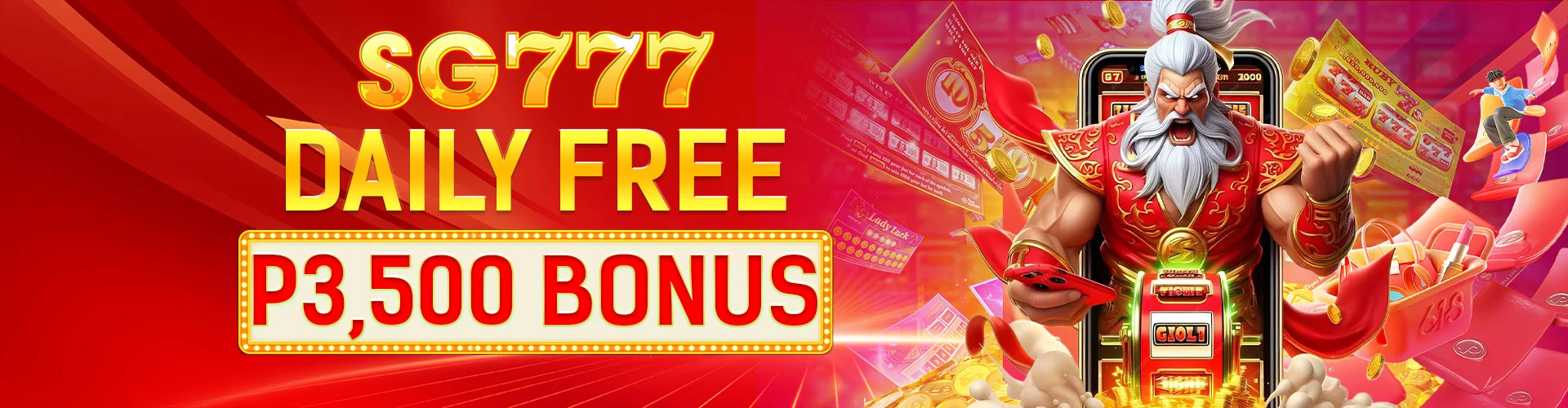 SG777 Games promotional banner 2 - Online casino games, slots, live casino, and exclusive bonuses